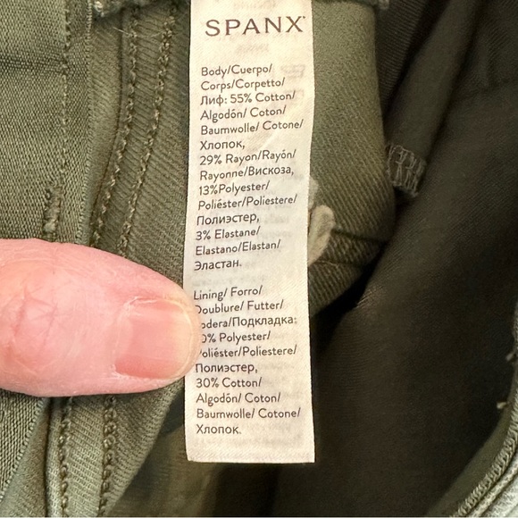 SPANX Stretch Twill Cargo Pants Olive Green Size Large Classic Cargo Neutral - Picture 5 of 8